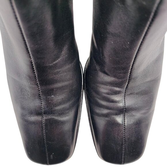 Ferragamo Italy Womens 8.5 4A Narrow Black Leather Dress Shoes Zip Ankle Boots - Picture 11 of 12